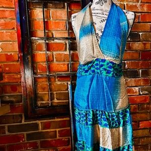 Blue Tiered Maxi Dress for Cocktail Nights